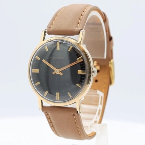 Vintage 1970 Bulova Black Dial Men's Mechanical Wristwatch 11 BLL USA